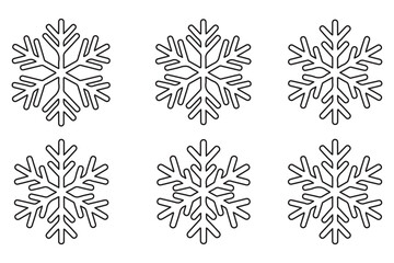 Continuous line drawing of snowflake outline vector illustration
