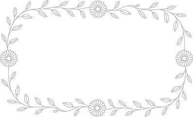 Fototapeta premium Floral Border with Daisies and Leaves frame decorative