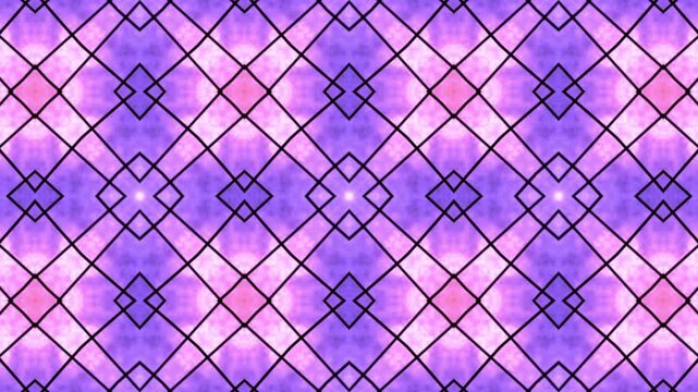 Purple geometric symmetry grid with glowing motion and smooth gradient.