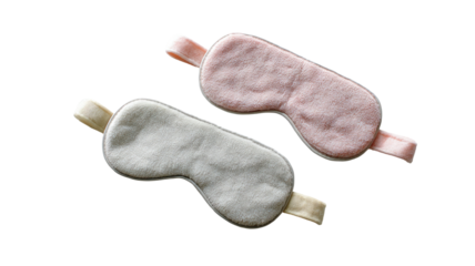 Soft sleep masks made from comfortable fabric showing relaxation accessory for resting and travel use on white background