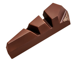  Levitating milk chocolate piece isolated on white background. High Quality  Flying Broken Chocolate chunk. Top view. Flat lay.