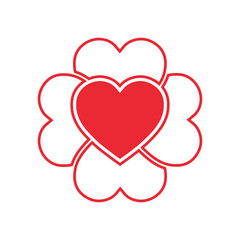 Red heart in flower shape, modern design, symbolizing love and passion, clean vector graphic