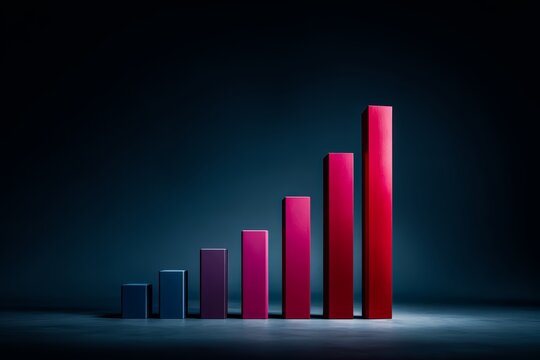 Series of red bars are stacked on top of each other, with the tallest bar being the highest number