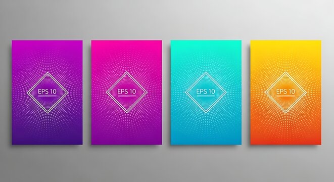 Photo of colorful abstract background set with geometric shapes and halftone dots pattern design