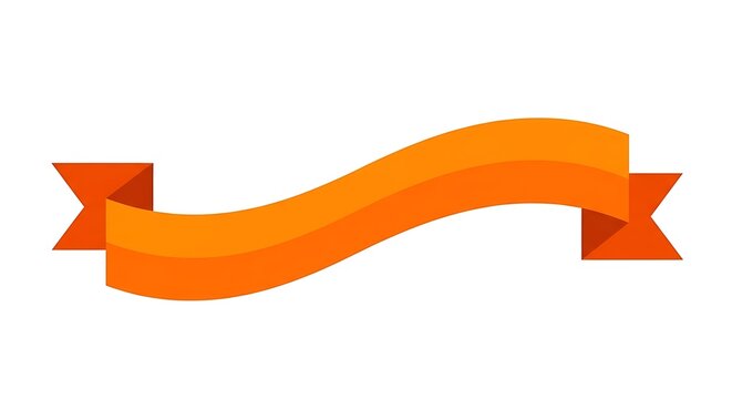 Photo of orange ribbon banner, a graphic element for decoration