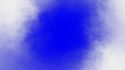 Blue halftone pattern on white background creates a retro comic effect