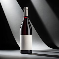 Red Wine Bottle Mockup - Premium Luxury Beverage Elegant Minimalist Label Design Studio Photography Dramatic Lighting Sophisticated Branding Template Commercial Product Packaging Marketing Material