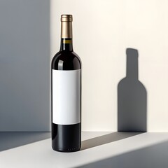 Red Wine Bottle Mockup - Premium Luxury Beverage Elegant Minimalist Label Design Studio Photography Dramatic Lighting Sophisticated Branding Template Commercial Product Packaging Marketing Material