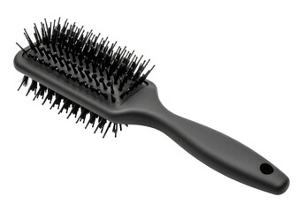 Black hair brush with bristles transparent background cutout png