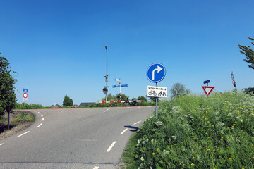 Fototapeta premium Camera surveillance on the dike along the ring canal Zuidplaspolder to prevent driving here