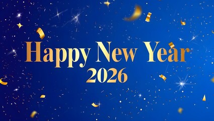 Artistic Blue and Gold New Year 2026 Banner