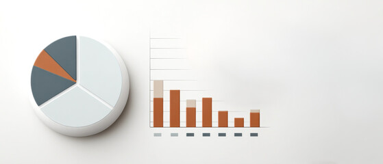 A modern visualization featuring a pie chart and bar graph, illustrating data analysis and trends in a clean, minimalistic style.