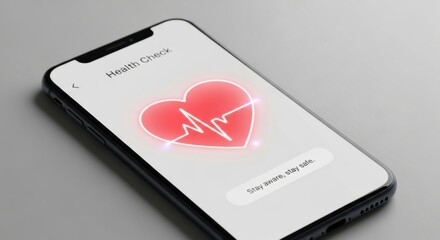 Smartphone displaying heart health check app with pulse monitor