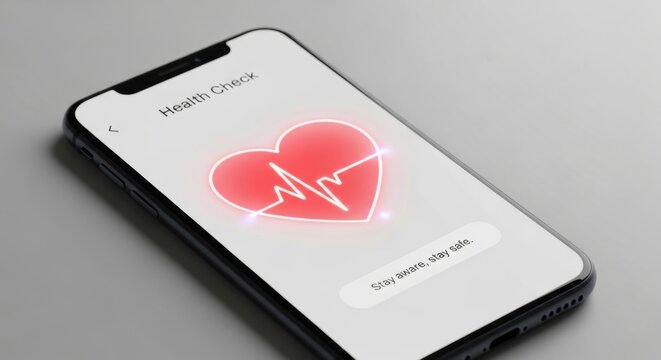 Smartphone displaying heart health check app with pulse monitor