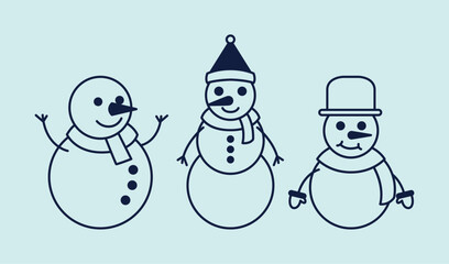 Simple Cute Snowman Vector Bundle for Christmas, Winter, and Holiday Graphic Design