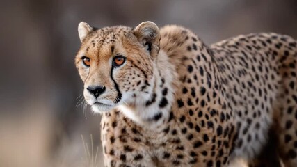 A cheetah sprints directly towards the camera in a stunning wildlife portrait - Powered by Adobe