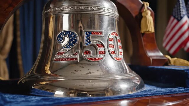 Commemorative Silver Bell Celebrating 250 Years of American History.
