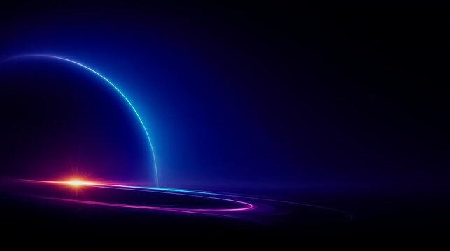 Blue background with a bright red circle in the center. The circle is surrounded by a blue and purple glow