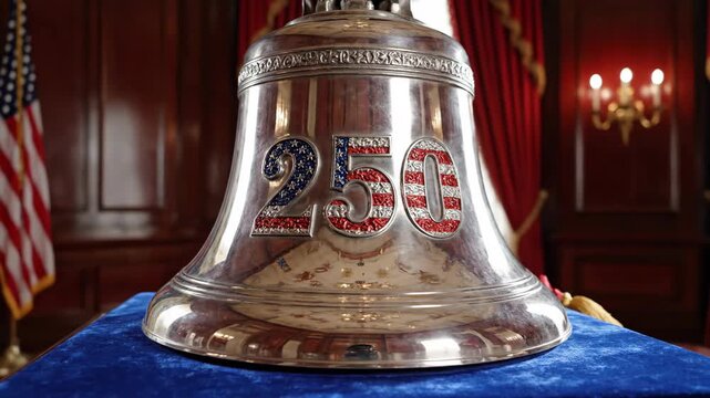 Commemorative Bell Displayed for 250th Anniversary of American Independence.