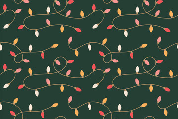seamless pattern with colorful christmas lights; perfect for wrapping paper, greeting cards, gift tags and textiles - vector illustration