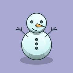 Cute Snowman Mascot Vector Illustration with Scarf and Hat for Winter, Christmas, and Holiday Design