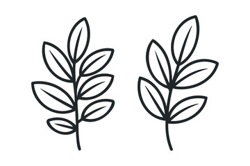 Fototapeta premium Simple Line Drawing of Two Stylized Leafy Branches