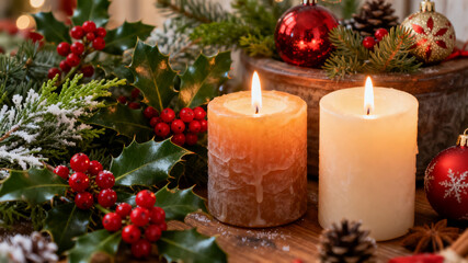 Sophisticated American Office - Christmas Cozy, Bokeh Background, 16:9