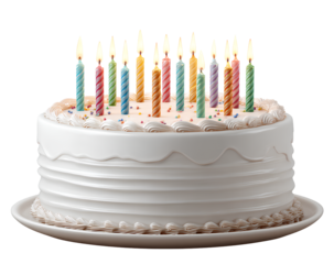 White Cake With Candles Celebrates Birthday Event With Delicious Icing And Colorful Sprinkles Festive Sweet Treat Delicious Dessert