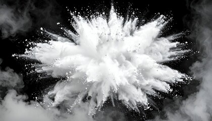 A grayscale image showcases a bright white cloud explosion against a stark black background