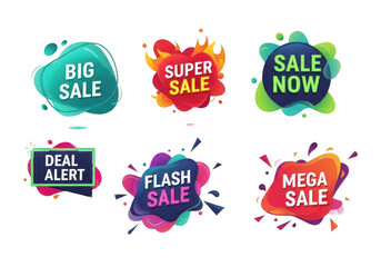 Sale promotion stickers graphic assets isolated on transparent background