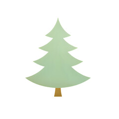 A simple, minimalist illustration of a green fir tree, a modern icon for holiday greeting cards and eco-friendly branding for Christmas.Transparent Background, Cutout