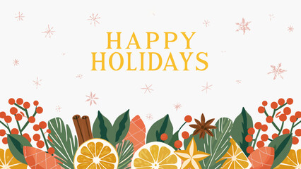 Festive Christmas background. Hand-drawn design on a pink background with a grainy texture, perfect for a holiday greeting card. 