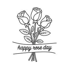 Happy Rose Day Line Art Illustration roses flowers