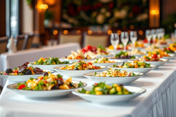 Vegetable salad buffet. Delicious food with vegetables