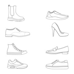 Shoe Collection Line Art Vector Illustration