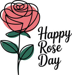 Happy Rose Day with stylized rose and leaves flower