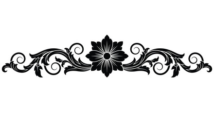 Elegant floral design with swirling elements a black and white decoration