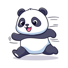 Cute Baby Panda Cartoon Vector Illustration Running Fast with Motion Effect for Kids Mascot, Game, and Activity Design