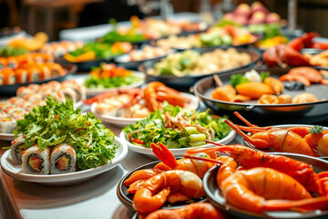 Delicious seafood and green food