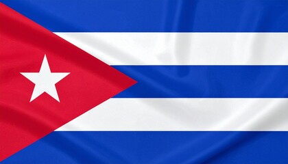 Cuba national flag with five blue and white stripes, red triangle, and white star &mdash; symbol of independence, purity, and unity.