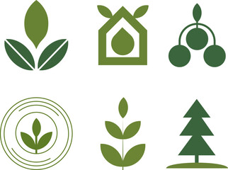 Collection of green eco logos for your design