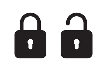 lock icon set. locked and unlocked symbols. modern open and closed padlock. security icon sets. security symbols. lock and security icon for app, ui, website and logo.