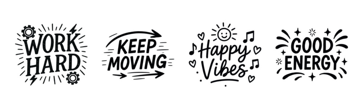 Inspirational motivational typography designs with positive messages