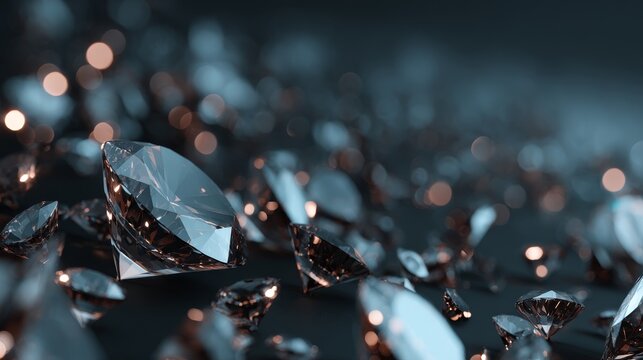 shiny dark diamonds background with copy space