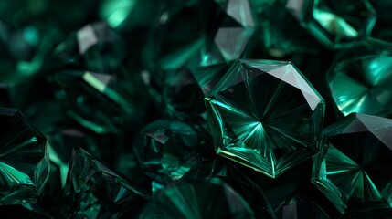 close up of shiny green gem stone with copy space for text