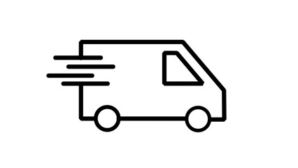 Fast delivery van icon simple line art vector illustration isolated on white background for web design