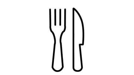Fork and knife icon simple line art vector illustration isolated on white background for restaurant or food app design