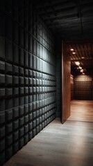 dark soundproofing on the wall in a music studio