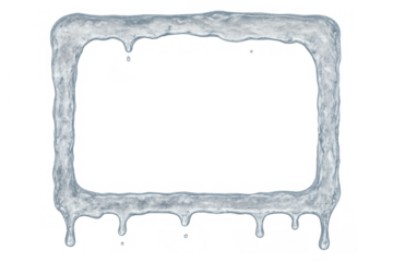 Freezing ice frame with melting water droplets creating a winter border, ready for seasonal overlay