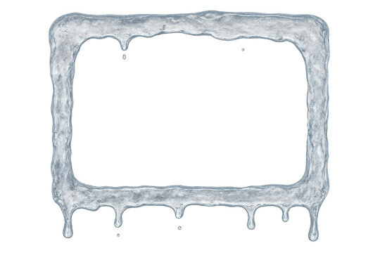 Freezing ice frame with melting water droplets creating a winter border, ready for seasonal overlay - Powered by Adobe